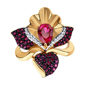 Кольцо SOKOLOV - Серебро 925, Синтетический рубин, Фианит (арт. 84010036)