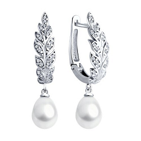 Серьги SOKOLOV - Серебро 925, Жемчуг культивированный, Фианит (арт. 92022966)