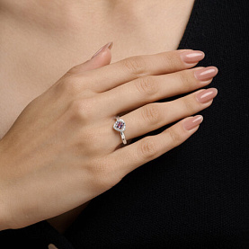 Кольцо SOKOLOV - Серебро 925, Аметист, Фианит (арт. 92014747)