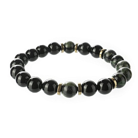 Браслет Фиделис - Сталь, Агат, Гематит, Яшма (арт. AS-S01-10-AgYsh-gr)