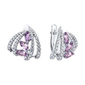 Серьги SOKOLOV - Серебро 925, Аметист, Фианит (арт. 92023054)