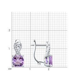 Серьги SOKOLOV - Серебро 925, Аметист, Фианит (арт. 92023147)