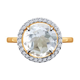 Кольцо SOKOLOV - Золото 585, Горный хрусталь, Фианит (арт. 715819)