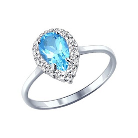 Кольцо SOKOLOV - Серебро 925, Топаз, Фианит (арт. 92011000)