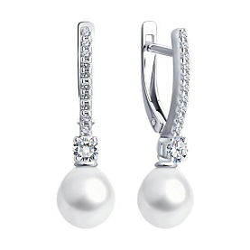 Серьги SOKOLOV - Серебро 925, Жемчуг культивированный, Фианит (арт. 92022973)