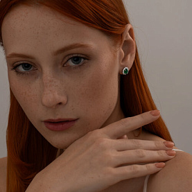 Серьги SOKOLOV - Серебро 925, Агат, Фианит (арт. 92022501)