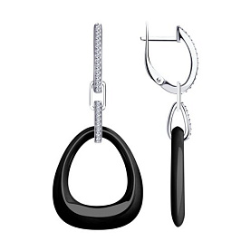 Серьги Diamant - Серебро 925, Керамика, Фианит (арт. 94-121-01902-1)