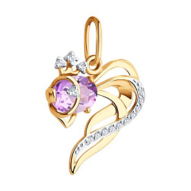Подвеска SOKOLOV - Золото 585, Аметист, Фианит (арт. 731860)