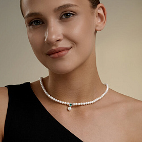 Колье SOKOLOV - Золото 585, Жемчуг культивированный, Изумруд, Сапфир (арт. 797115)