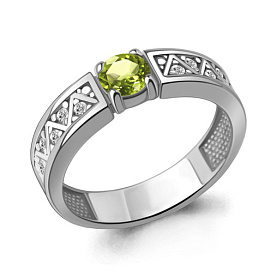 Кольцо Аквамарин - Серебро 925, Фианит, Хризолит (арт. 6979907А.5)