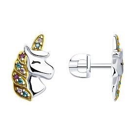 Серьги SOKOLOV - Серебро 925, Фианит, Эмаль (арт. 94025706)