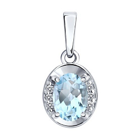 Подвеска SOKOLOV - Серебро 925, Топаз, Фианит (арт. 92030857)