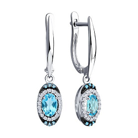 Серьги SOKOLOV - Серебро 925, Топаз, Фианит (арт. 92025344)