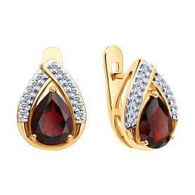 Серьги SOKOLOV - Серебро 925, Гранат, Фианит (арт. 92023140)