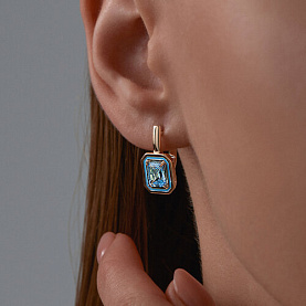 Серьги Diamant - Золото 585, Топаз, Эмаль (арт. 51-320-02450-1)