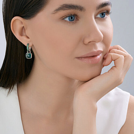 Серьги SOKOLOV - Серебро 925, Синтетический кварц , Фианит (арт. 92023230)
