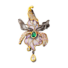 Брошь Мастер Клио - Серебро 925, Синтетическая шпинель, Фианит, Эмаль (арт. 37В127537)