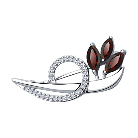 Брошь Diamant - Серебро 925, Гранат, Фианит (арт. 94-340-00702-1)