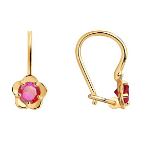 Серьги SOKOLOV - Золото 585, Синтетический рубин (арт. 727469)
