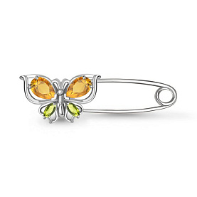 Булавка Аквамарин - Серебро 925, Хризолит, Цитрин (арт. 7748738.5)