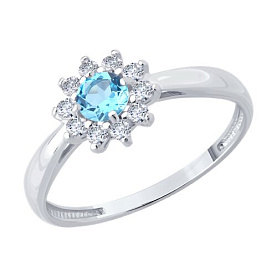 Кольцо SOKOLOV - Серебро 925, Топаз, Фианит (арт. 92014632)