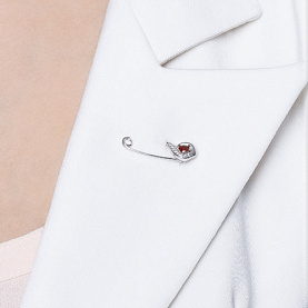 Булавка SOKOLOV - Серебро 925, Синтетический рубин, Фианит (арт. 94040116)