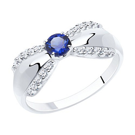 Кольцо Diamant - Серебро 925, Синтетический сапфир , Фианит (арт. 94-310-00750-1)