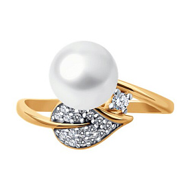 Кольцо SOKOLOV - Серебро 925, Жемчуг культивированный, Фианит (арт. 92012169)