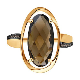 Кольцо SOKOLOV - Золото 585, Раухтопаз, Фианит (арт. 715883)