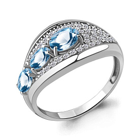 Кольцо Аквамарин - Серебро 925, Топаз swiss (арт. 6969305А.5)