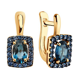 Серьги SOKOLOV - Серебро 925, Топаз лондон, Фианит (арт. 92022942)