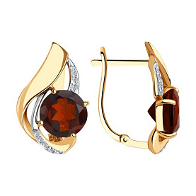 Серьги Diamant - Золото 585, Гранат, Фианит (арт. 51-320-00922-1)