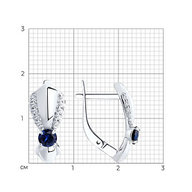 Серьги Diamant - Серебро 925, Синтетический сапфир , Фианит (арт. 94-320-00750-1)