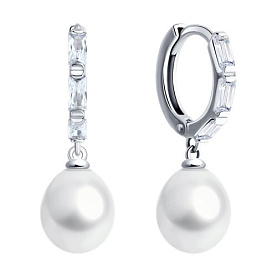 Серьги SOKOLOV - Серебро 925, Жемчуг культивированный, Фианит (арт. 92022950)