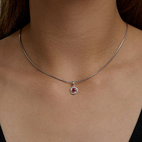 Подвеска SOKOLOV - Серебро 925, Рубин, Фианит (арт. 64030001)