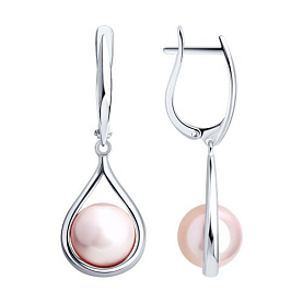 Серьги Diamant - Серебро 925, Жемчуг имитация (арт. 94-121-00138-1)