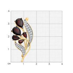 Брошь SOKOLOV - Серебро 925, Гранат, Фианит (арт. 92040129)