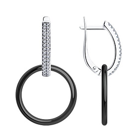 Серьги Diamant - Серебро 925, Керамика, Фианит (арт. 94-121-01318-1)