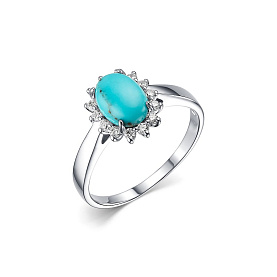 Кольцо Дар - Серебро 925, Бирюза, Фианит (арт. К-3728рк43800)