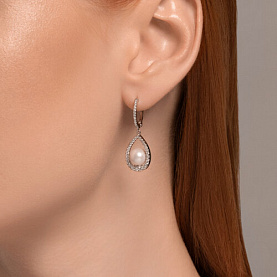 Серьги SOKOLOV - Серебро 925, Жемчуг имитация (арт. 94026607)