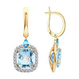 Серьги SOKOLOV - Золото 585, Топаз, Фианит (арт. 729030)