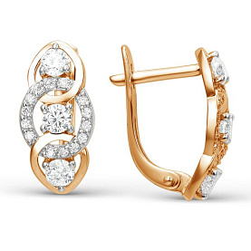 Серьги ЮФ Династия - Золото 585, Фианит (арт. 001002-1102)