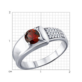 Кольцо SOKOLOV - Серебро 925, Гранат, Фианит (арт. 92014948)