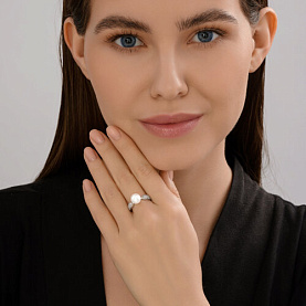 Кольцо SOKOLOV - Серебро 925, Жемчуг синтетический, Фианит (арт. 94014413)