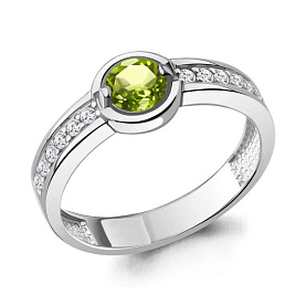 Кольцо Аквамарин - Серебро 925, Фианит, Хризолит (арт. 6980007А.5)