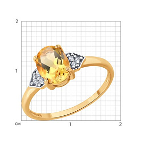 Кольцо SOKOLOV - Серебро 925, Фианит, Цитрин (арт. 92014617)