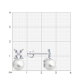 Серьги SOKOLOV - Серебро 925, Жемчуг синтетический, Фианит (арт. 94026050)