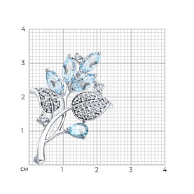 Брошь SOKOLOV - Серебро 925, Топаз, Фианит (арт. 92040133)
