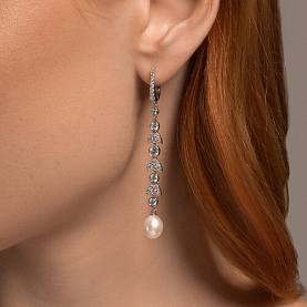 Серьги SOKOLOV - Серебро 925, Жемчуг культивированный, Фианит (арт. 92023012)