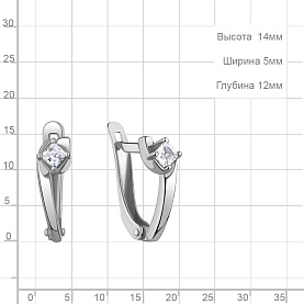 Серьги Аквамарин - Серебро 925, Фианит (арт. 400812.5)
